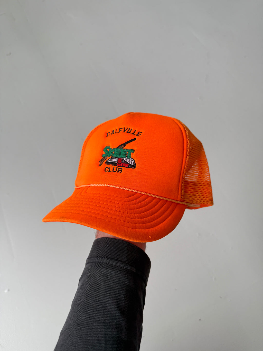 Neon Orange Daleville Skeet Club Vintage Foam and Mesh SnapBack Trucker Cap