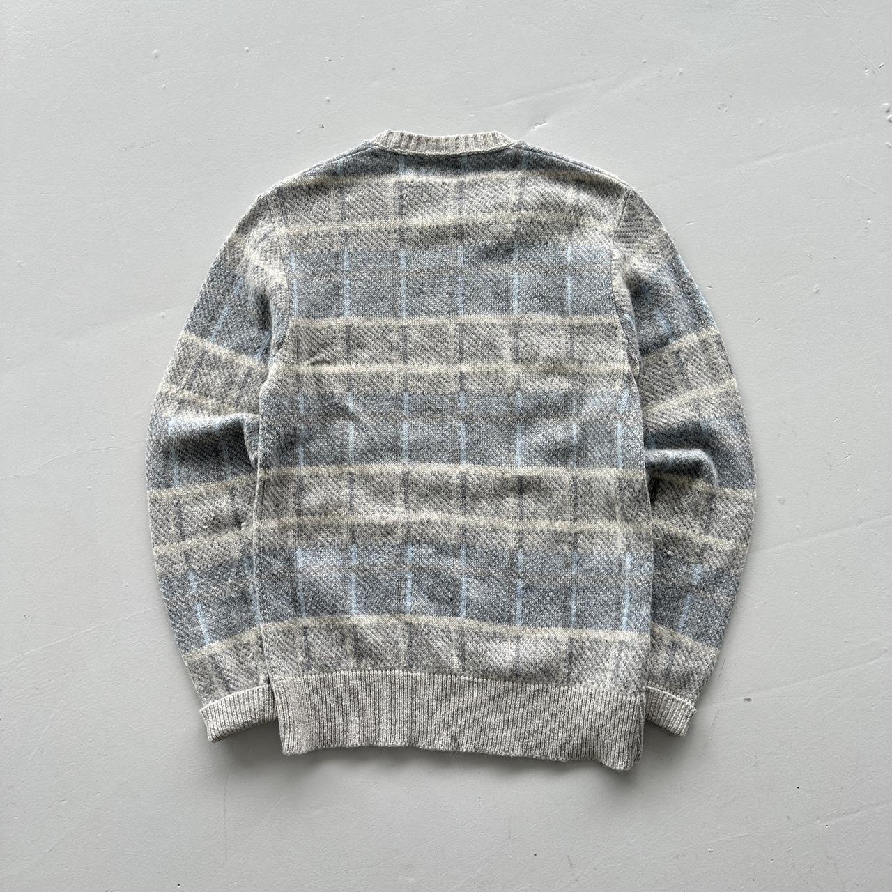 Grey / Blue 90's Vintage Woollen Jumper - Medium