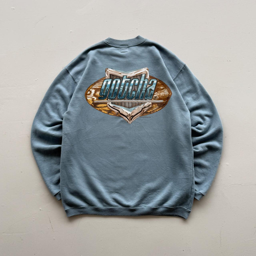 Light Blue Gotcha 90’s Vintage Surf Graphic Sweatshirt - Large