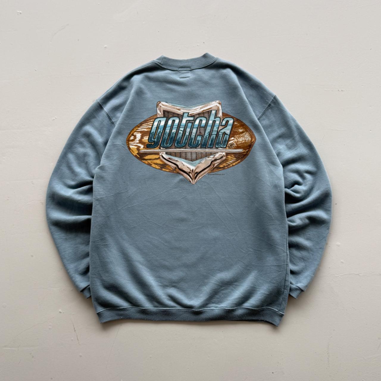 Light Blue Gotcha 90’s Vintage Surf Graphic Sweatshirt - Large