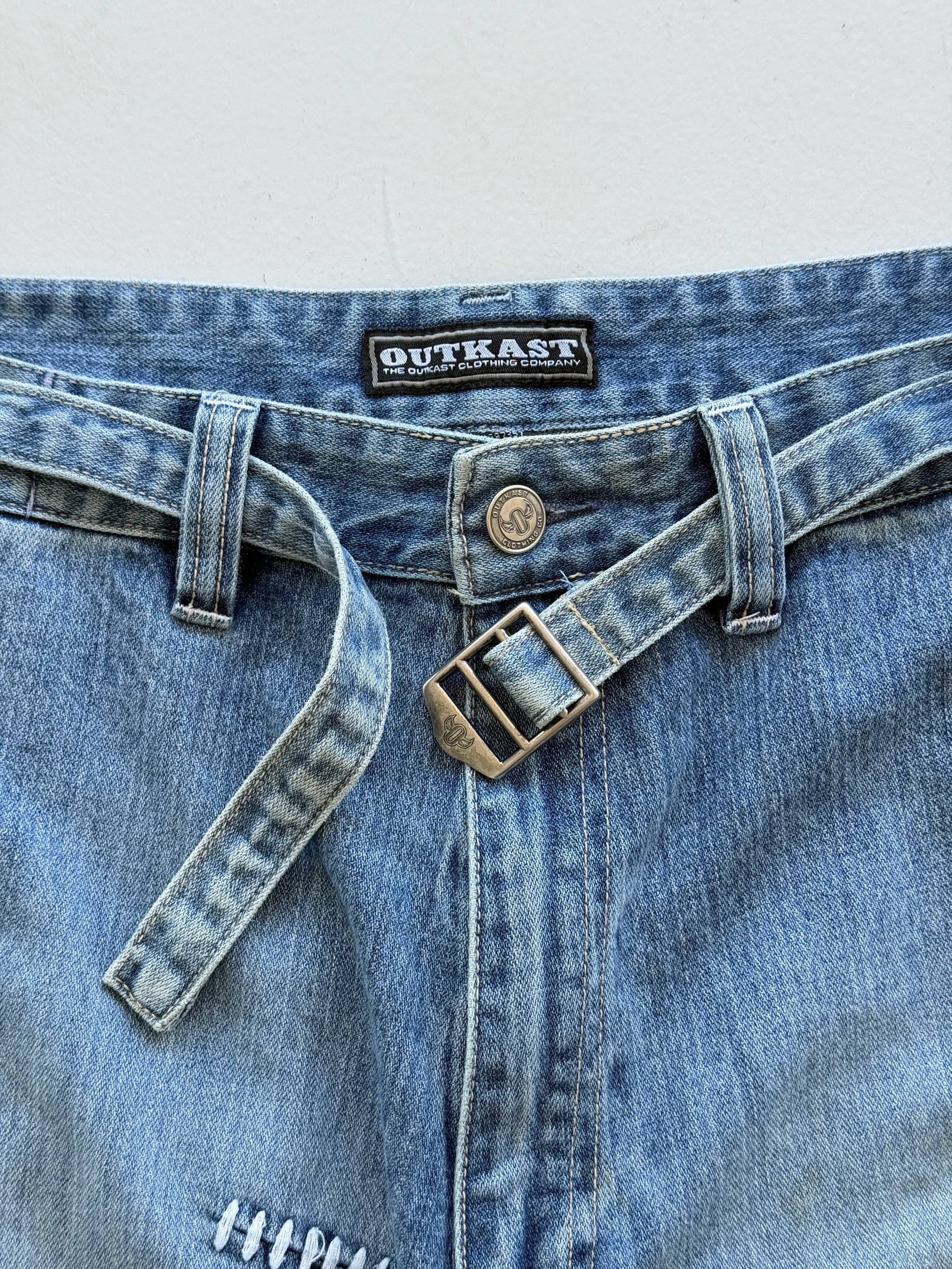 Light Blue Outkast 90's Vintage Baggy Hip Hop Denim Shorts - W40 x L12.5
