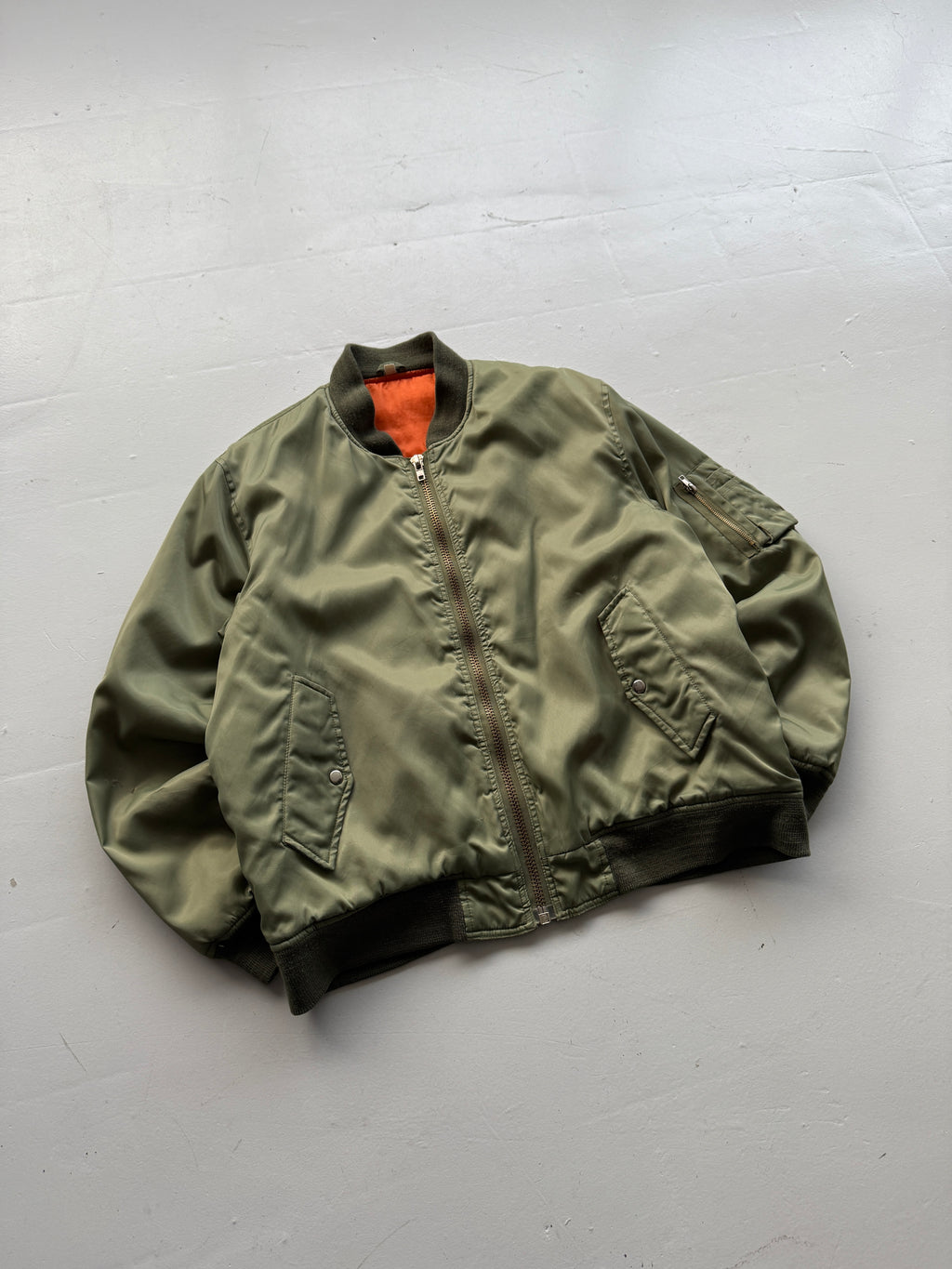 Khaki Green 90’s Vintage Bomber Jacket - Large