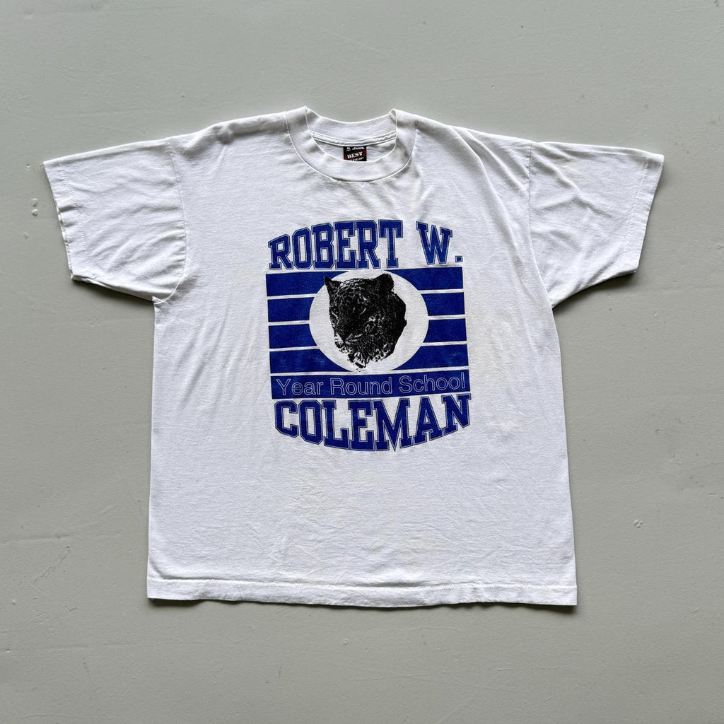 White Robert W College Vintage 80s T-shirt - XL