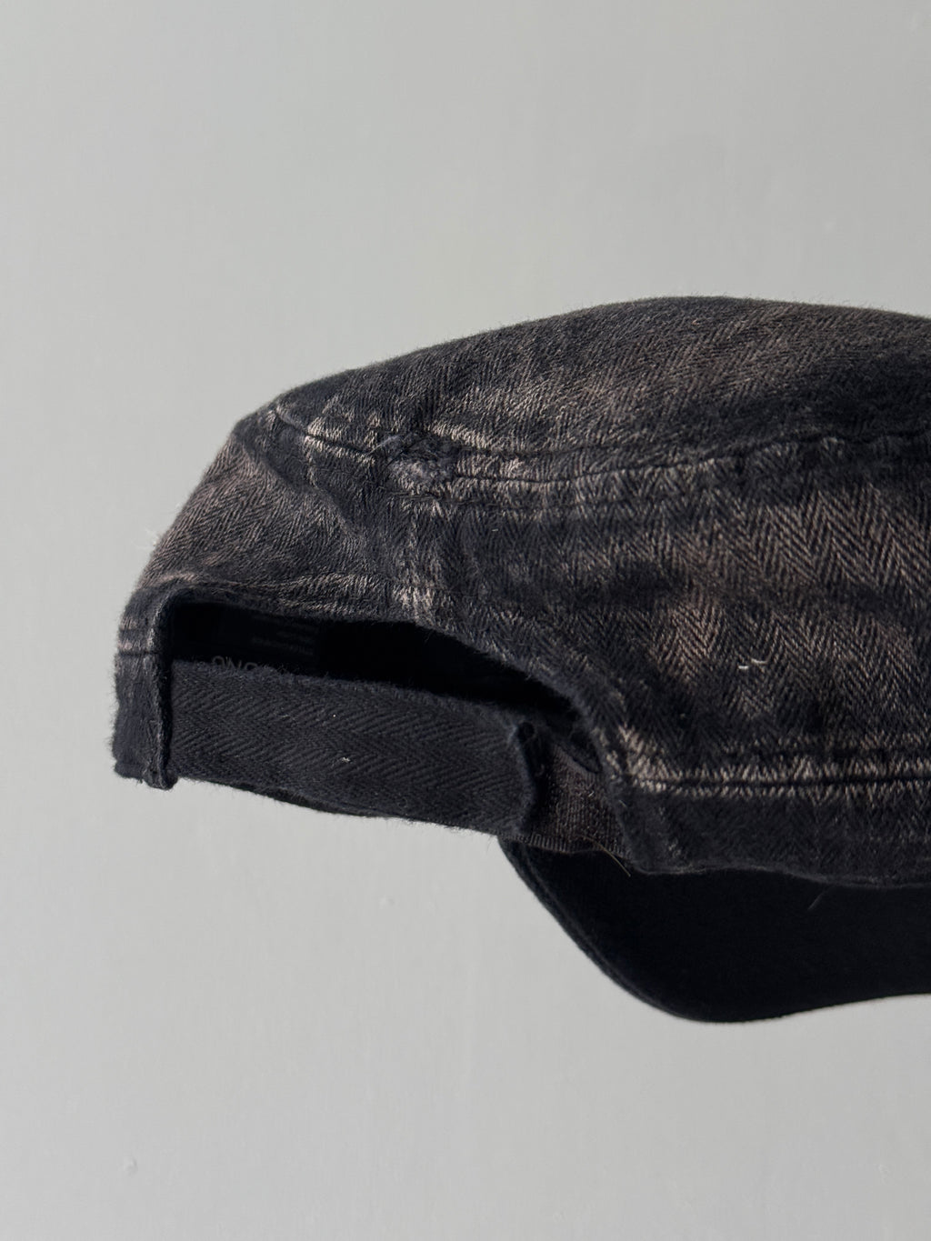 Grey Distressed Y2K Cadet Cap Military Style 00's Grunge Aesthetic