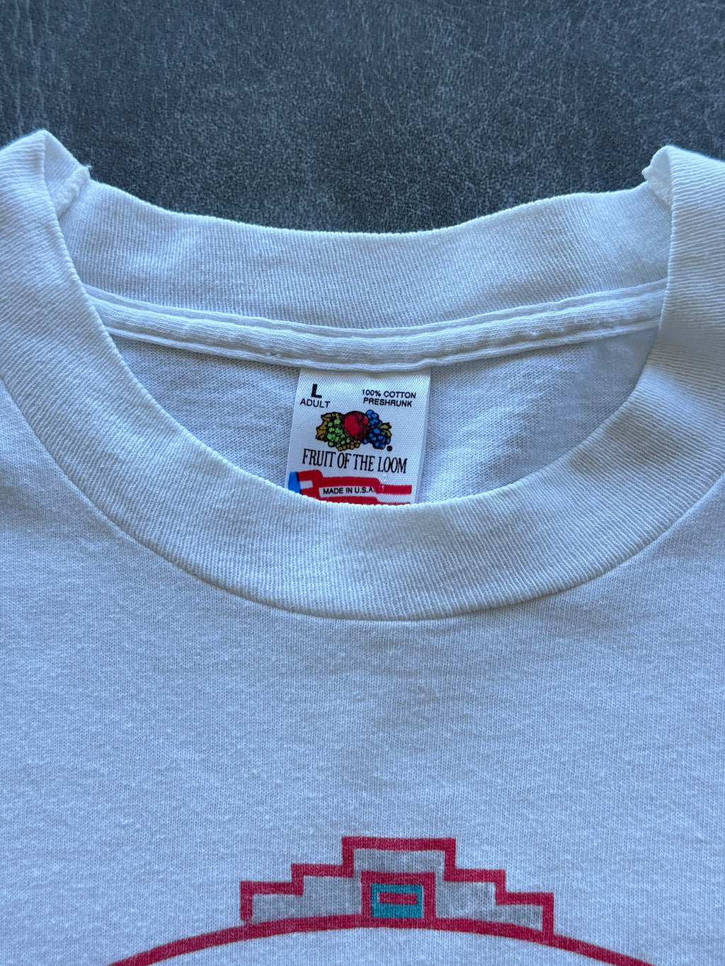 White Arizona Native Kachina 90's Vintage Single Stitch Graphic T-Shirt - Large