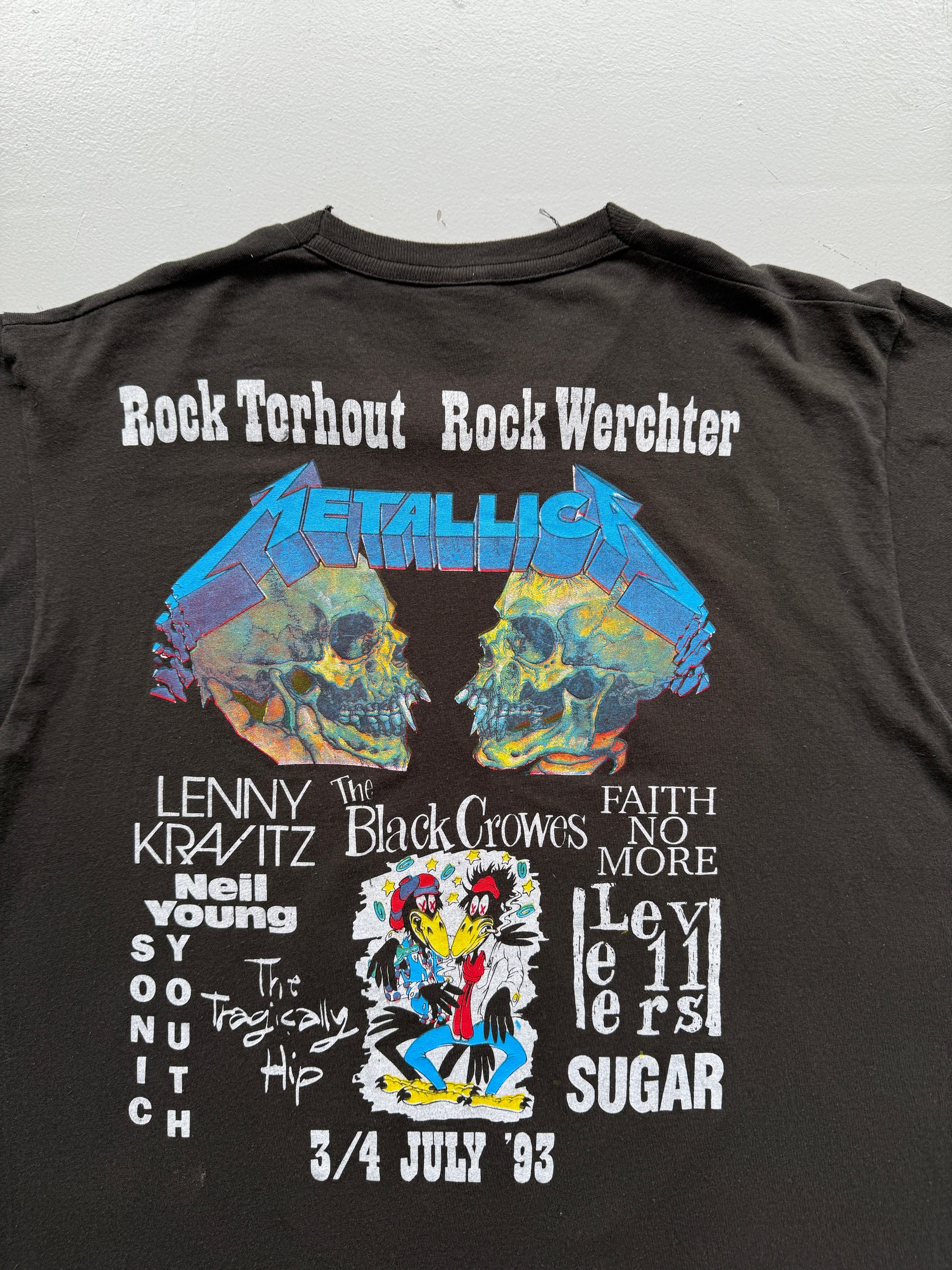 Faded Black German Rock 90's Vintage Metallica Sonic Youth T-Shirt - Medium