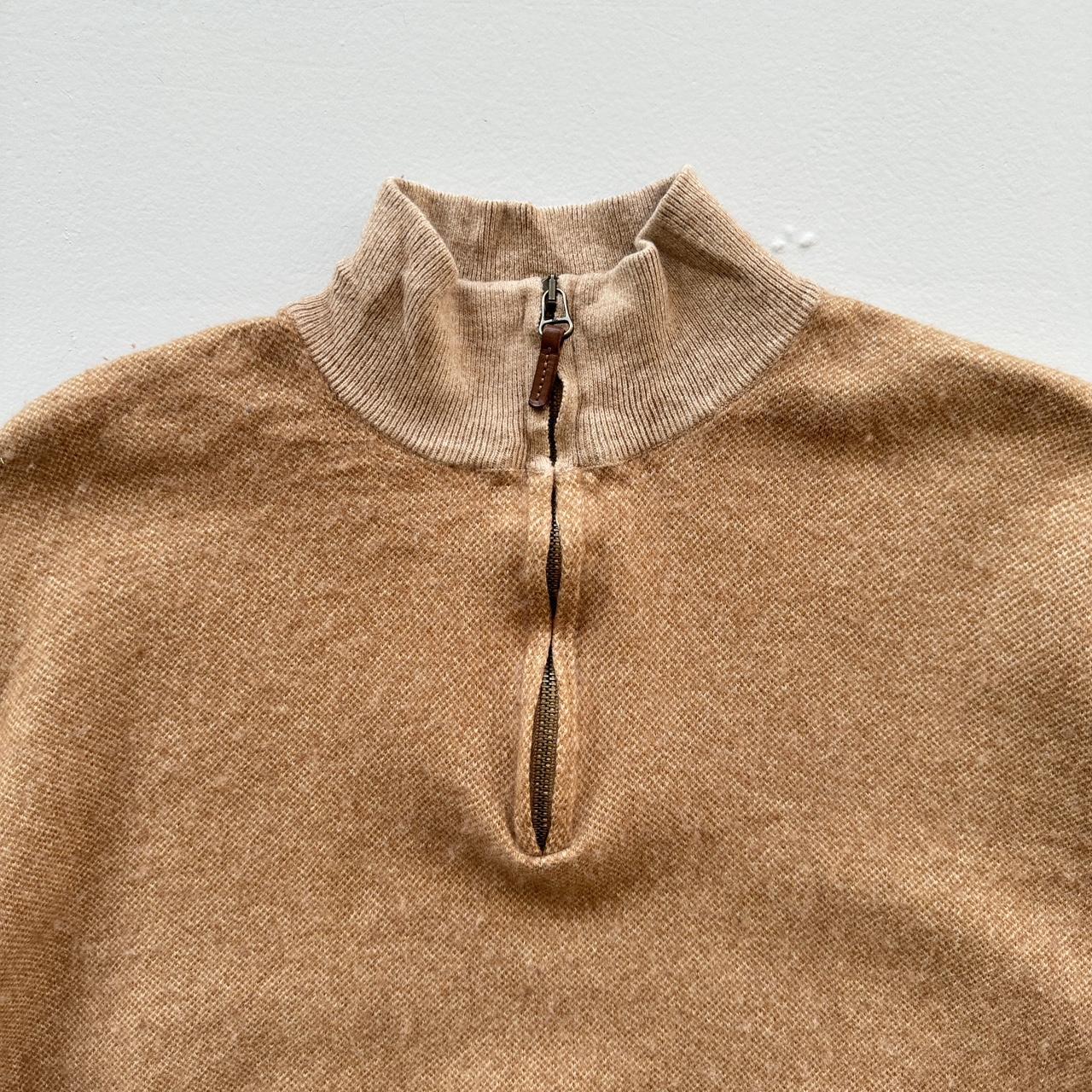 Tan Cashmere Polo Ralph Lauren Quarter Zip Sweatshirt - XL / 2XL Boxy