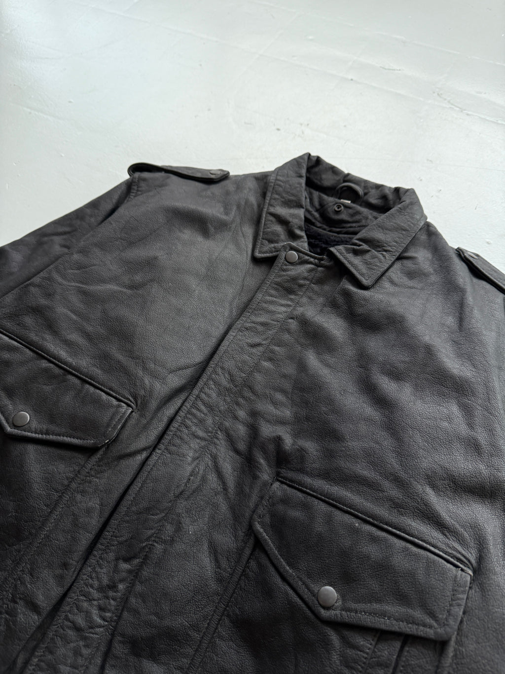 Black A2 Leather Vintage Lined Aviation Bomber Jacket 005 - XL