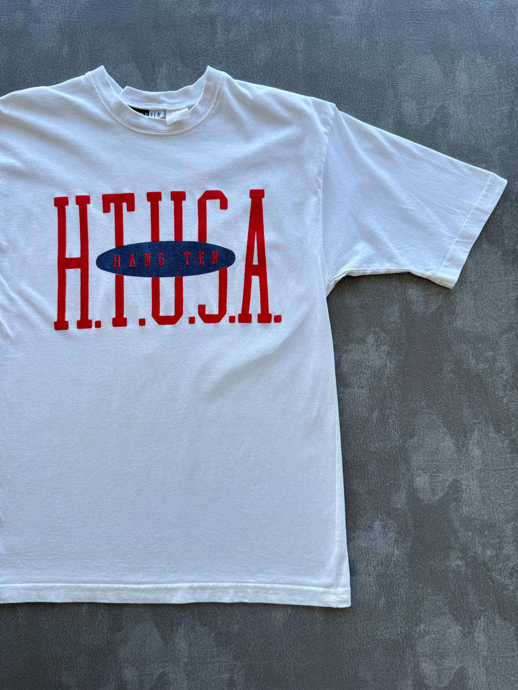 White Hang Ten H.T.U.S.A. 90's Vintage Graphic T-Shirt - Small