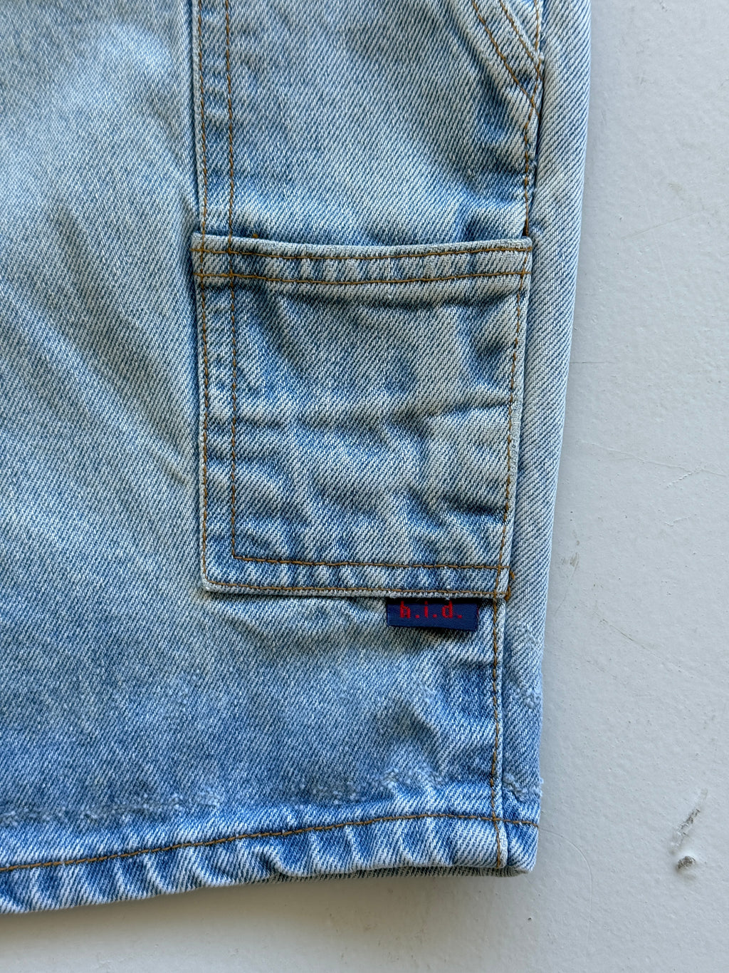 Light Blue HID 90's Vintage Baggy Hip Hop Carpenter Denim Shorts - W32 x L10.5