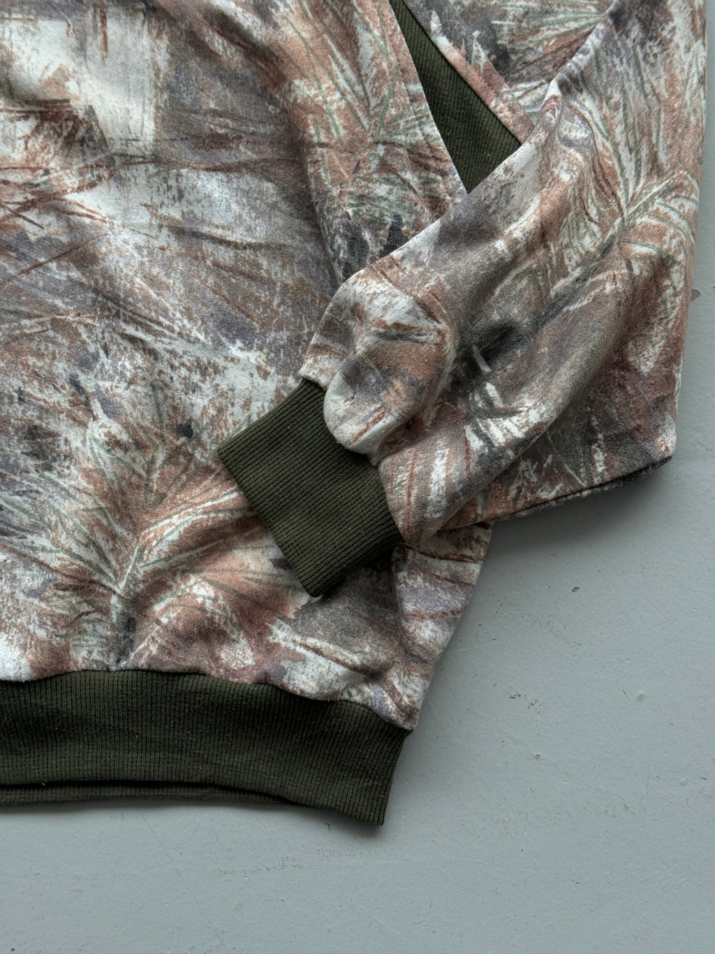 Nature Camo Quarter Zip Vintage Sweatshirt 90's Crewneck - Small