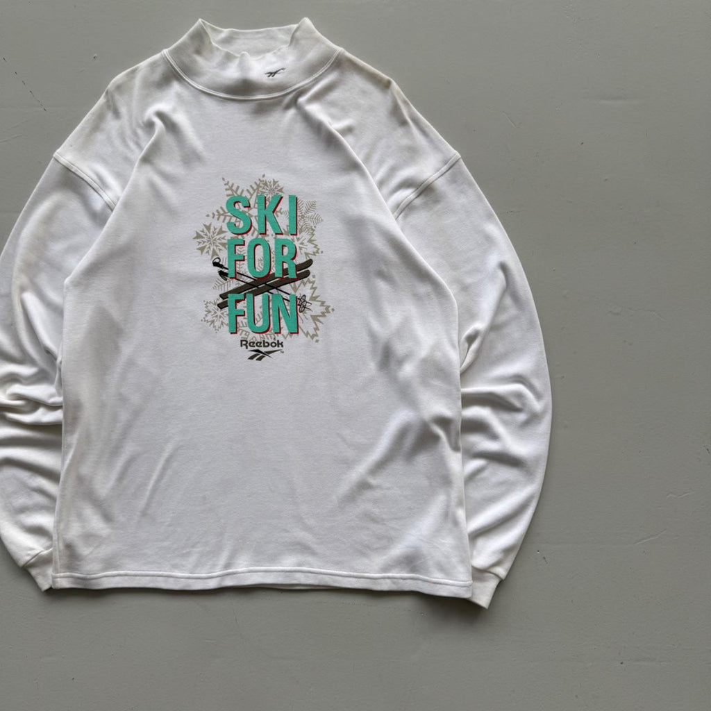 White Reebok 90's Deadstock Graphic Mock Neck Sweatshirt - XL