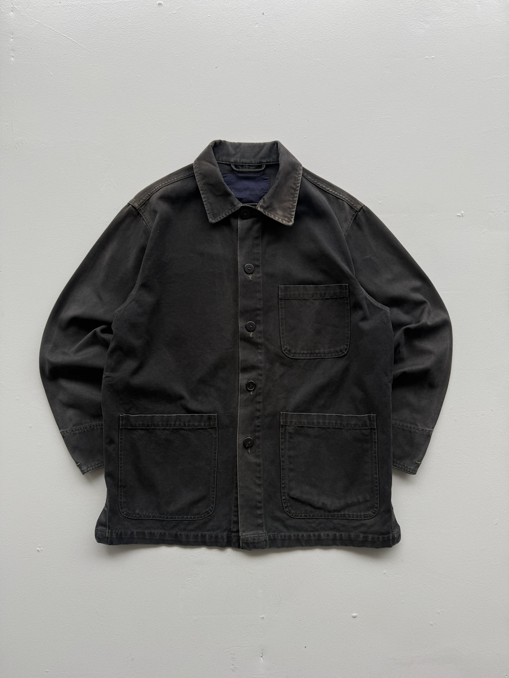 Black French Chore Jacket 90's Vintage Canvas Workwear CH217- Small