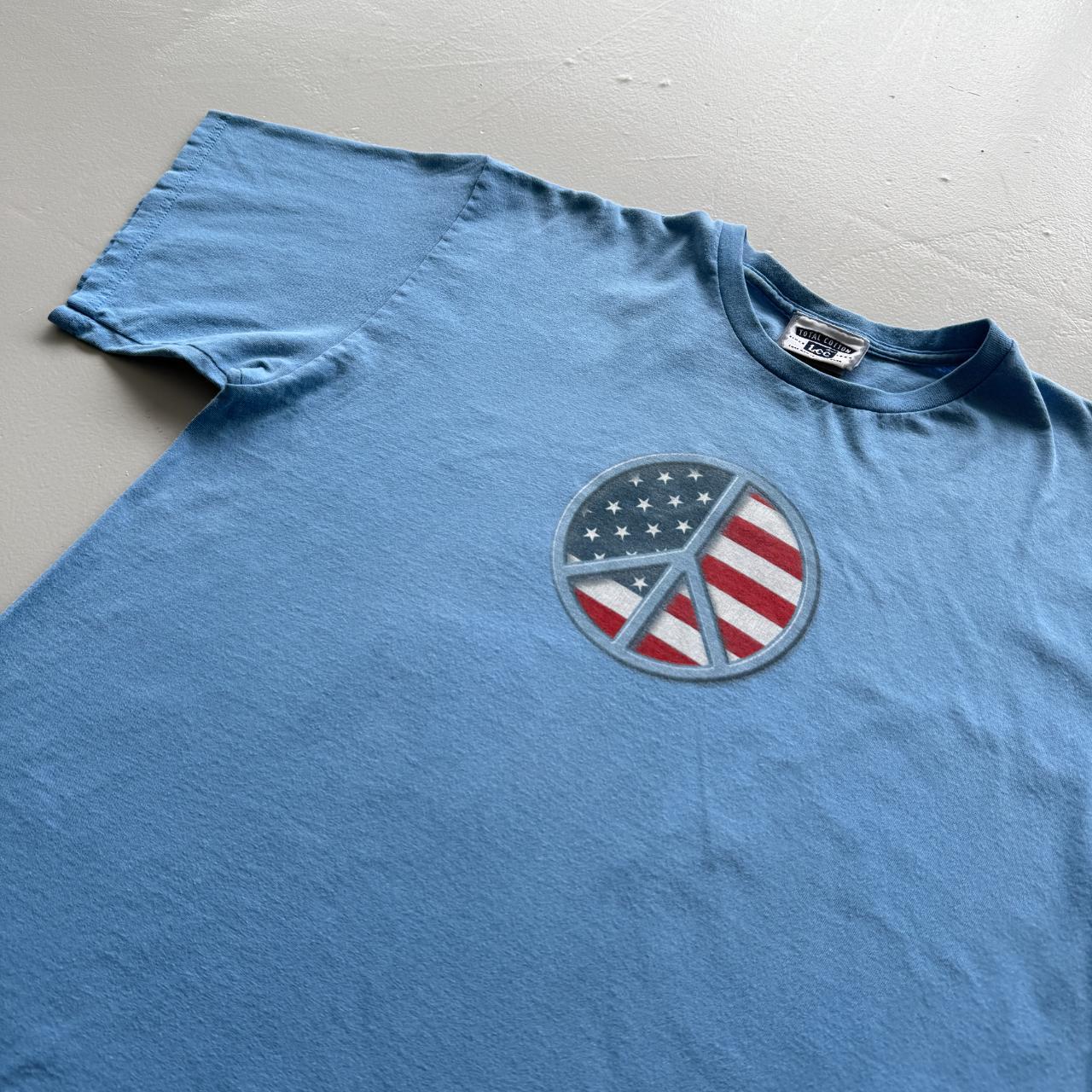 Blue Peace Symbol Vintage 90s T-shirt - Large