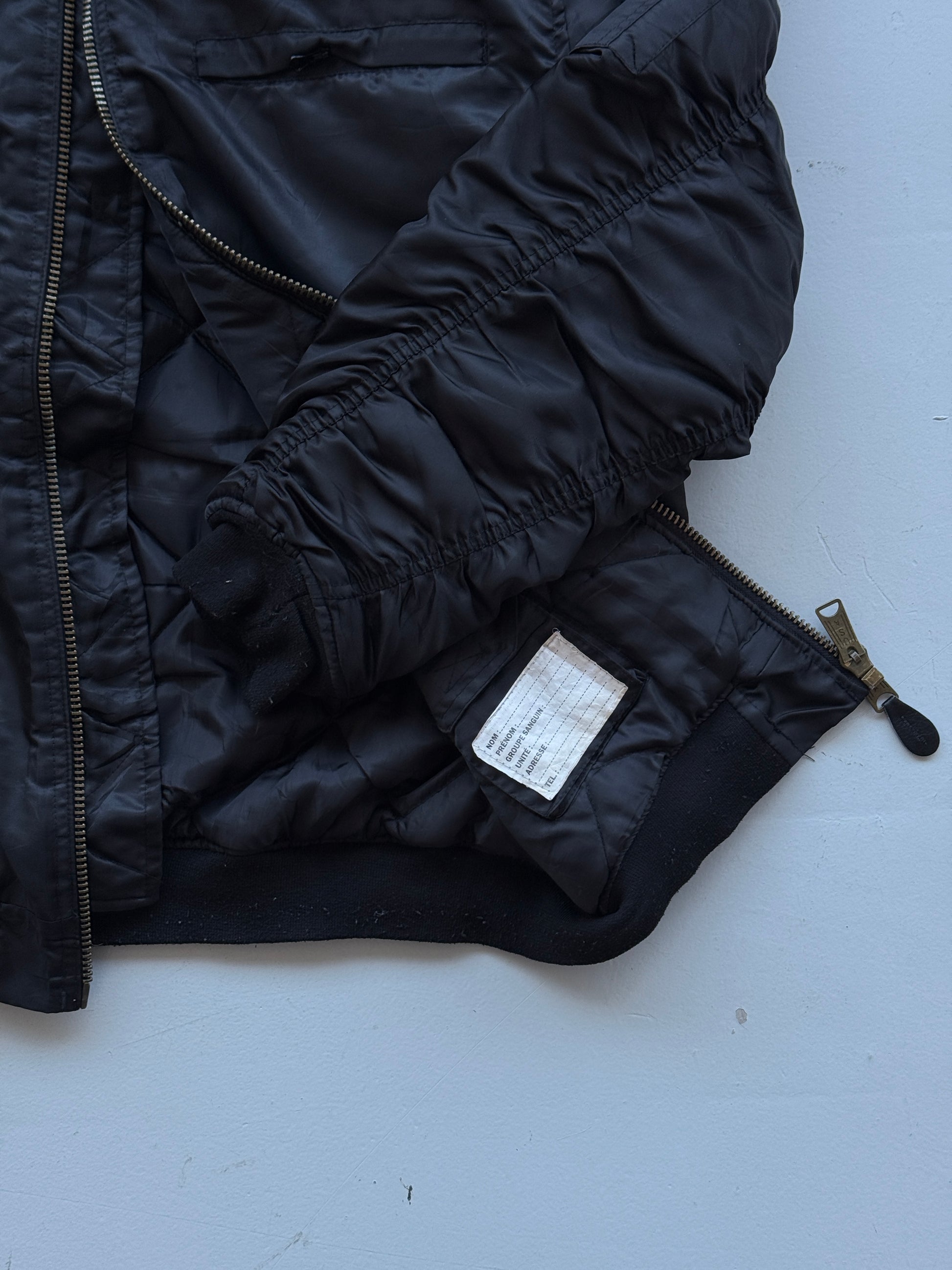 Black 90's Vintage Police Bomber Jacket - Large