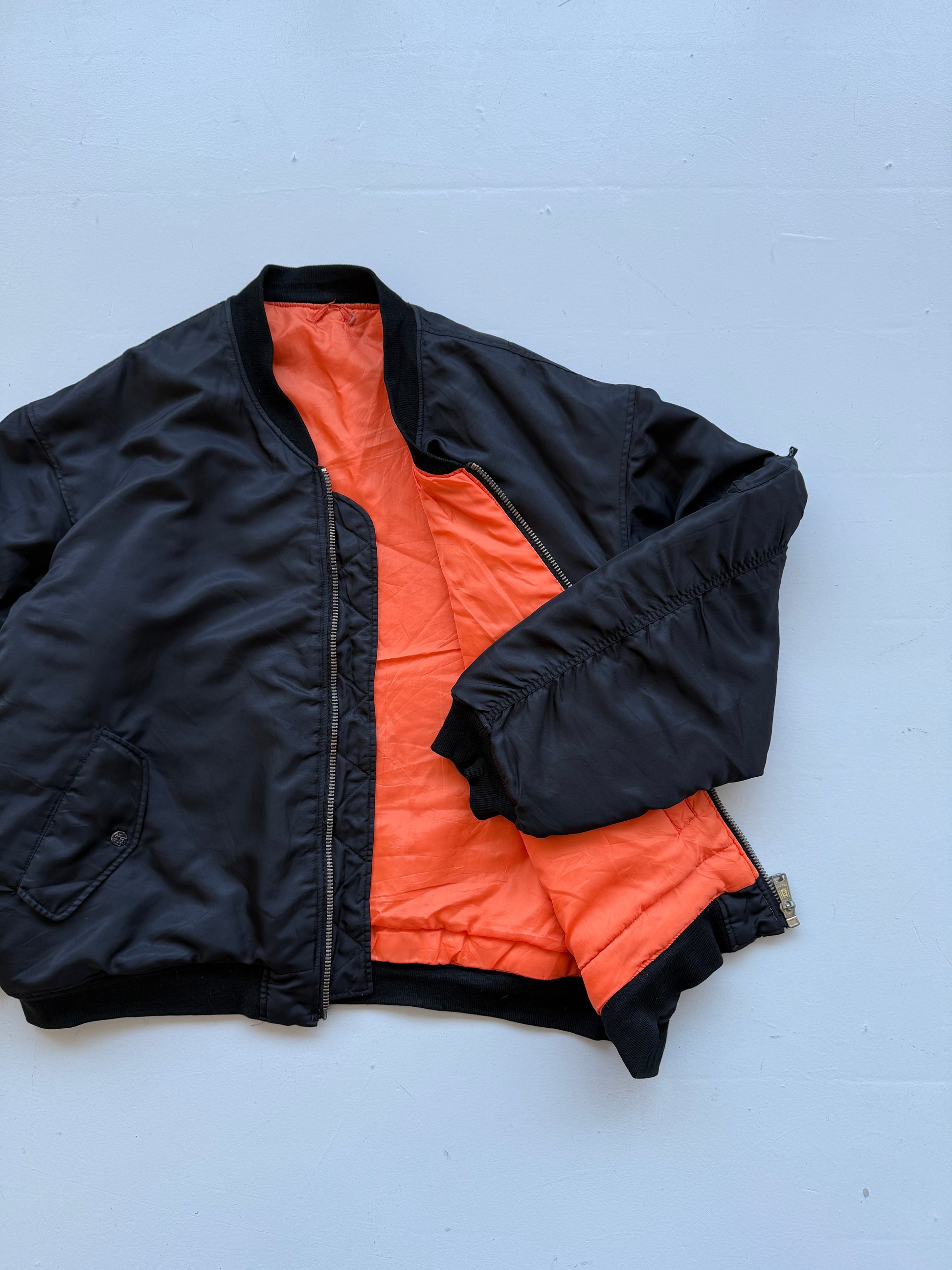 Black Reversible 90's Vintage Bomber Jacket - XXL