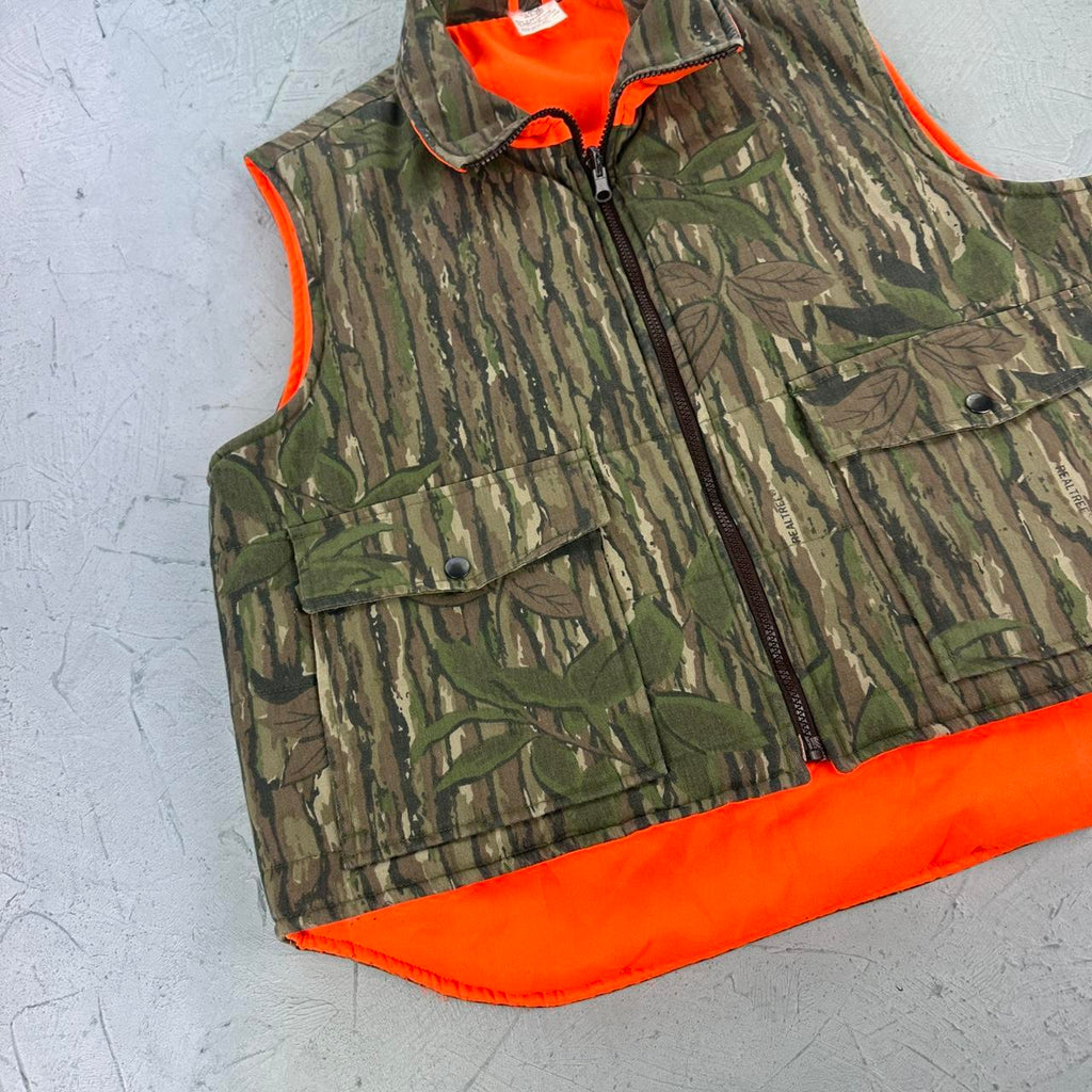 Real Tree Bark Reversible Canvas Hunting Vest - Large