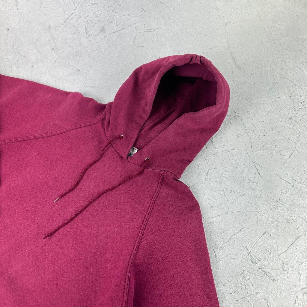 Fruit Of The Loom Burgundy Red Vintage Hoodie - Medium