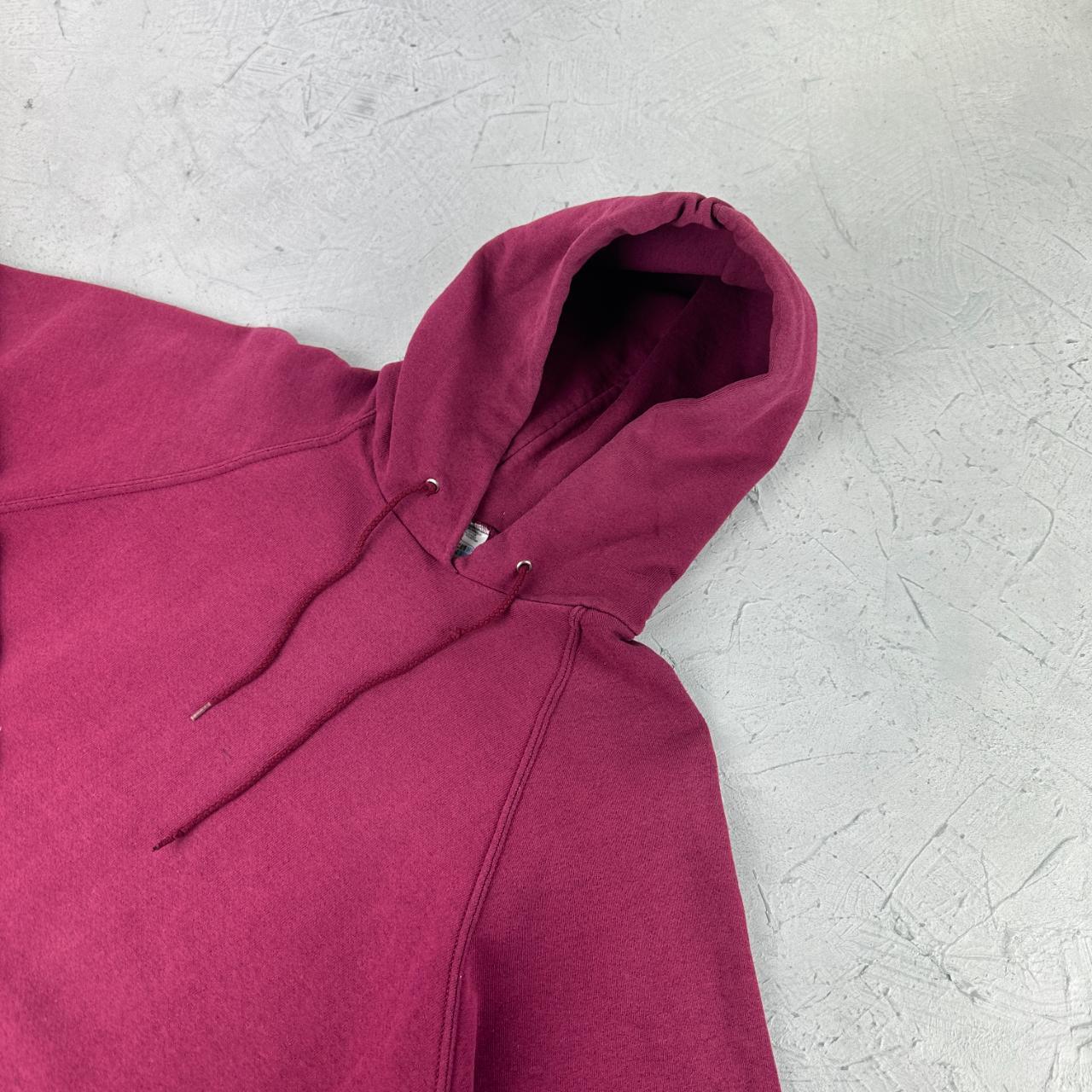 Fruit Of The Loom Burgundy Red Vintage Hoodie - Medium