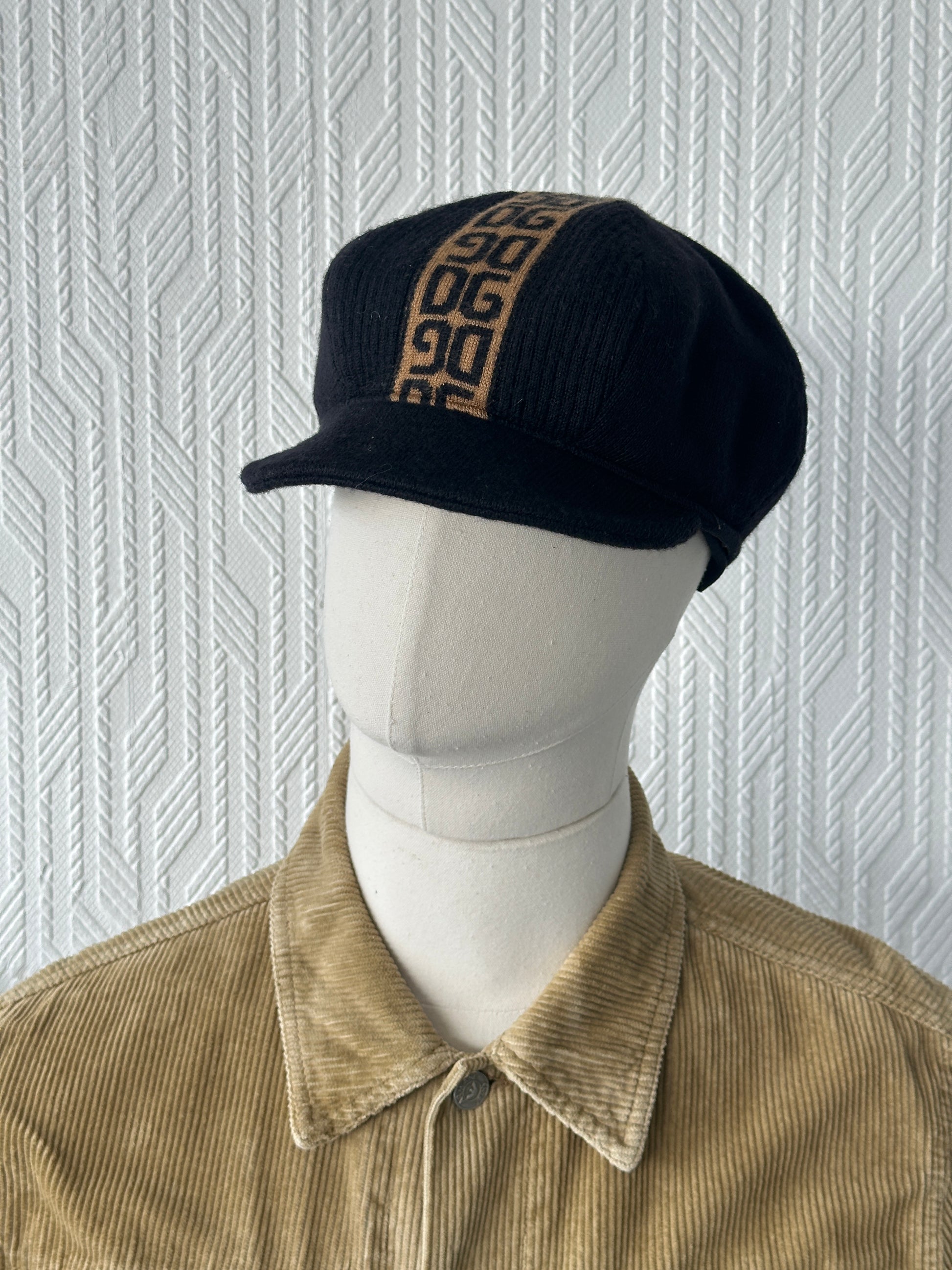 Black Dolce & Gabbana DG Monogram Vintage Wool Newsboy Cap