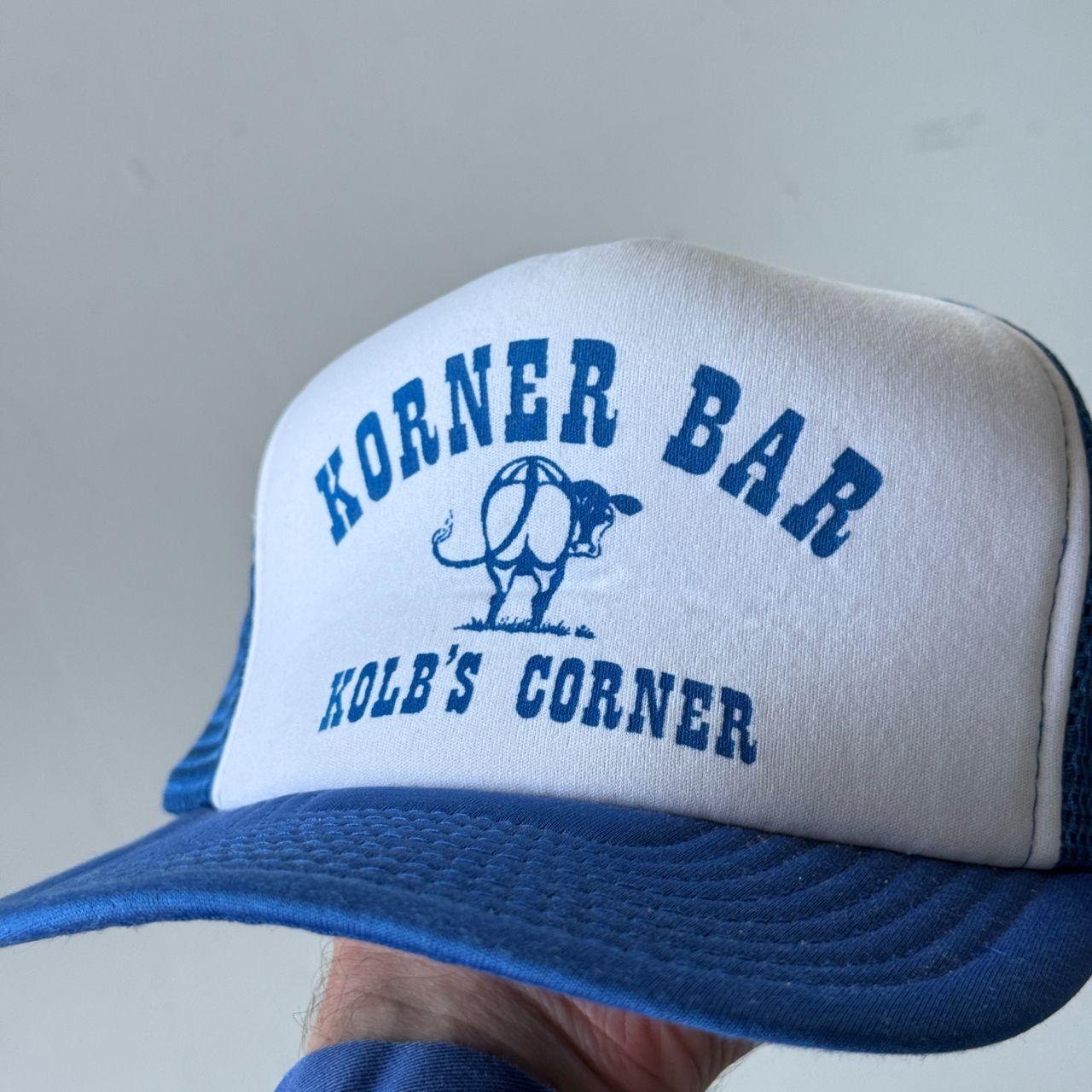 Blue and White Korner Bar Vintage Foam and Mesh SnapBack Trucker Cap