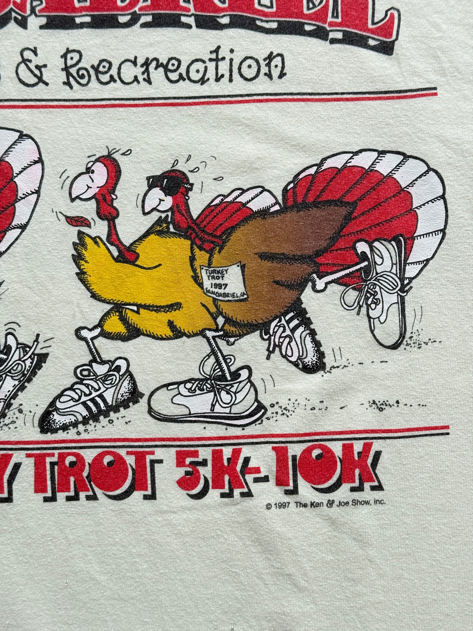 Yellow San Gabriel Fun Run 90's Vintage Single Stitch Graphic T-Shirt - XL