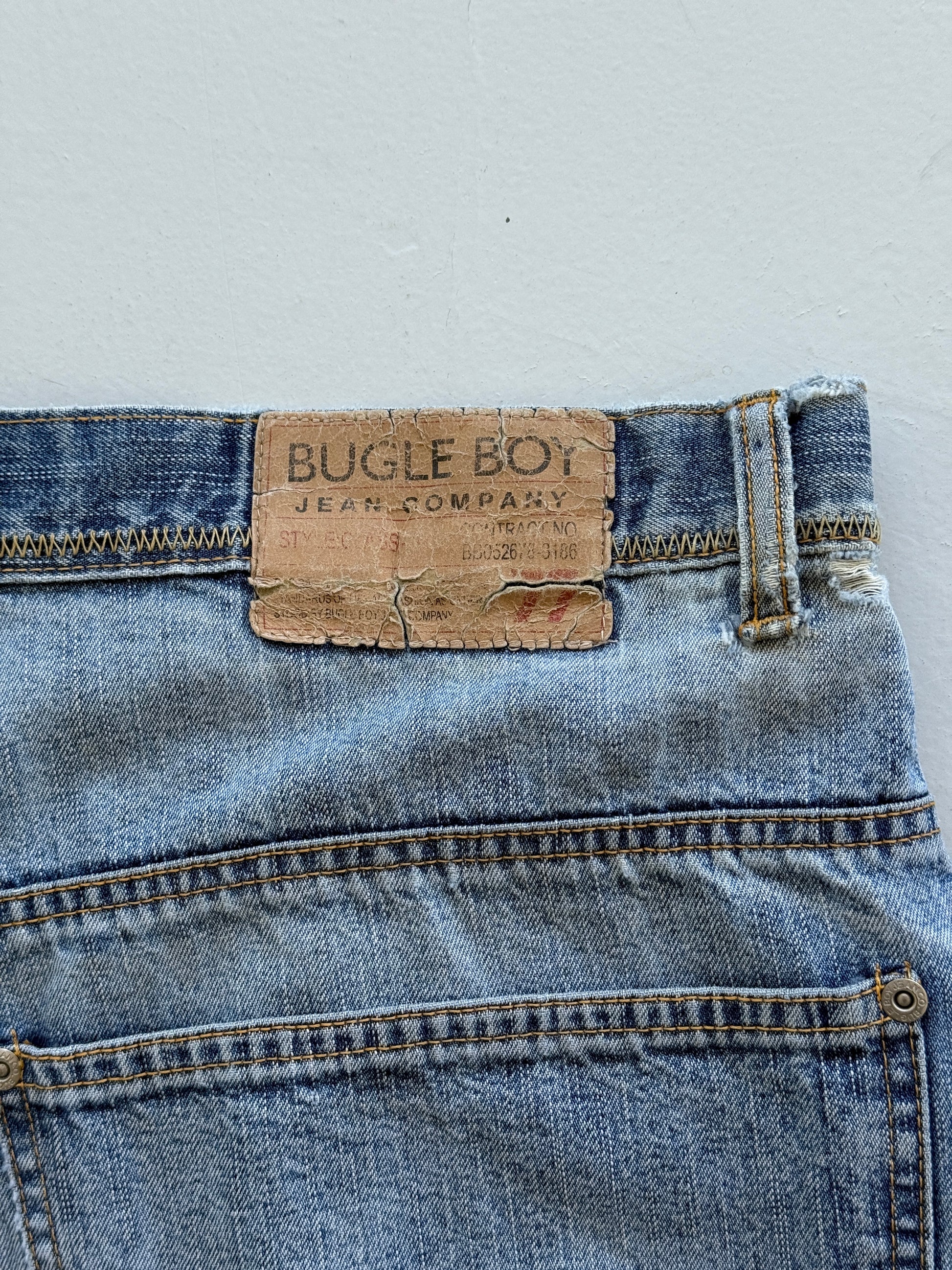 Light Blue Bugle Boy 90's Vintage Baggy Hip Hop Denim Shorts - W39 x L11.5