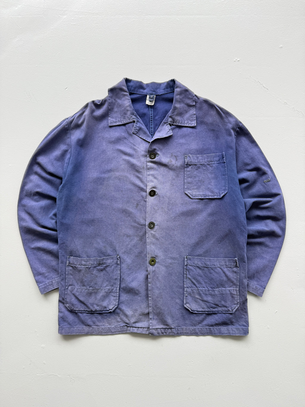 Thrashed Faded Blue French Chore Jacket 70's Vintage Workwear CH188 - Large