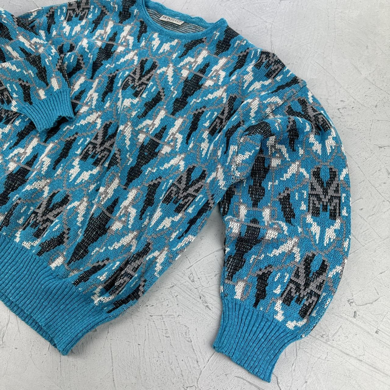 Blue 90's Woollen Knitted Sweatshirt - Medium