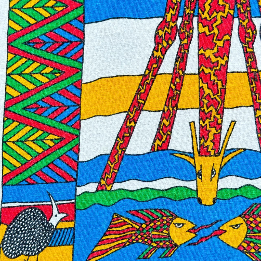 White Abstract Art Giraffe Vintage 90's T-shirt - Medium