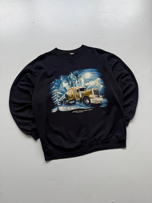 American Original Truck Wolf Graphic 90's Vintage Sweatshirt - Large