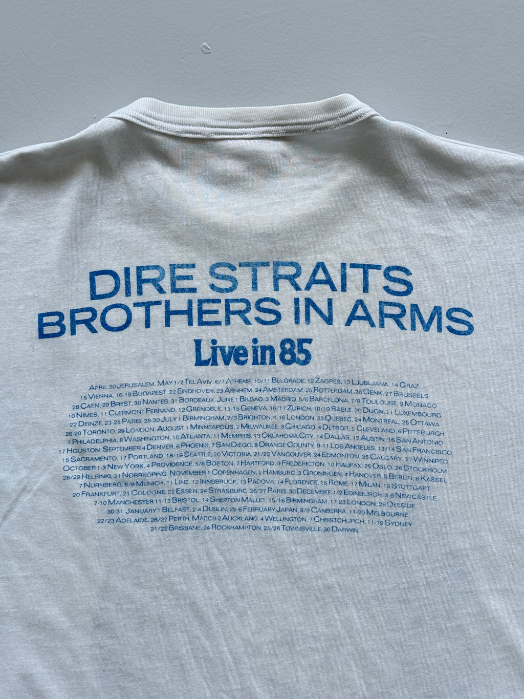 White Dire Straits 80's Vintage Single Stitch Graphic Band Tour T-Shirt - Medium