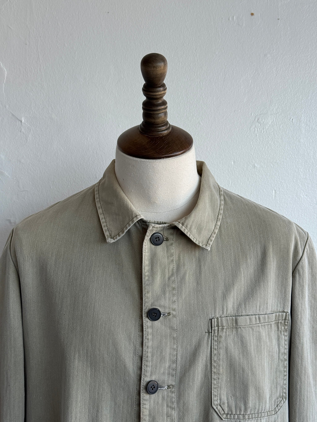 Faded Green French 1960s Vintage Workwear Chore Jacket CH453 - Medium