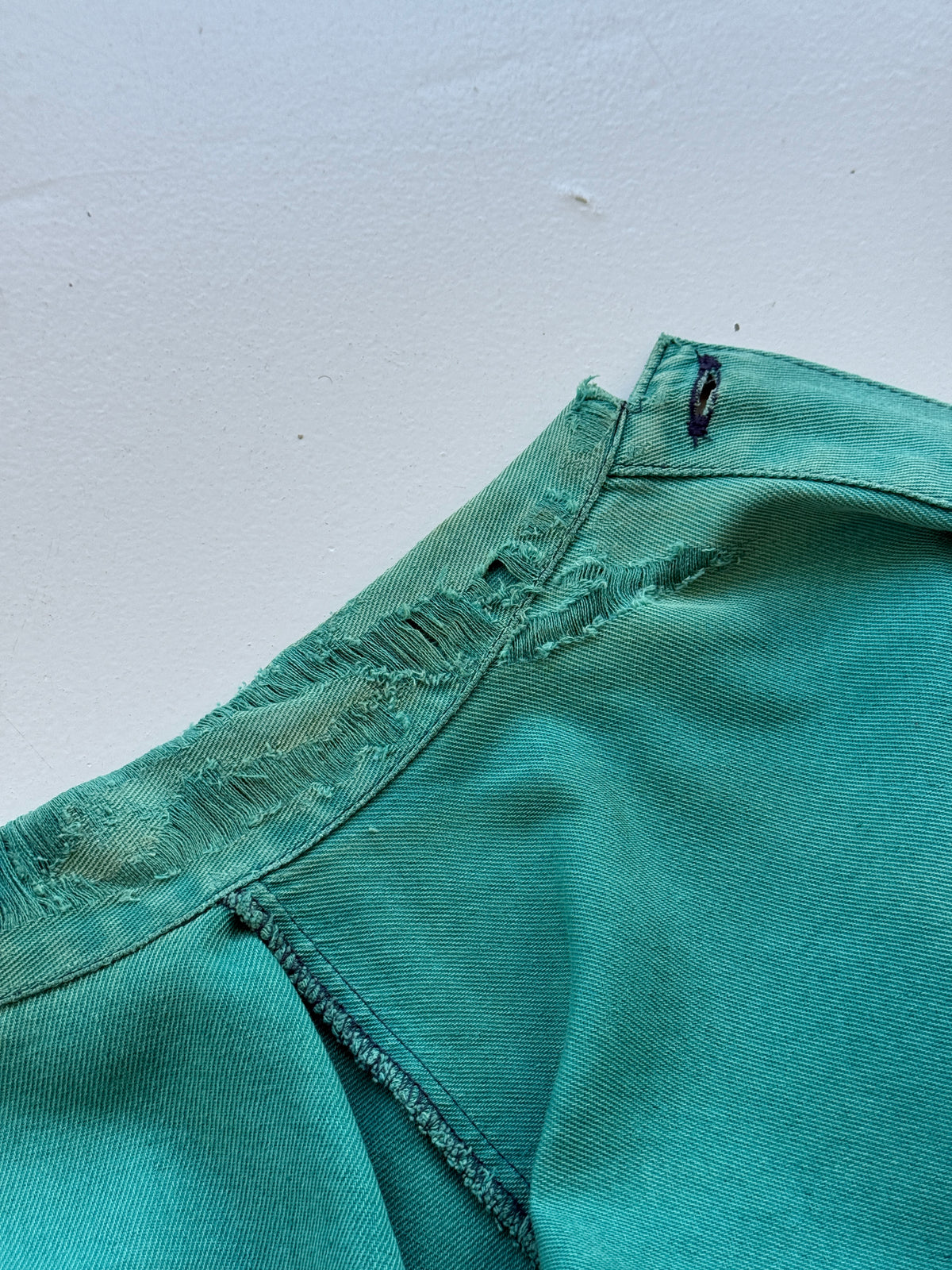 Thrashed Turquoise French 1960's Vintage Workwear Chore Jacket CH488 - XL
