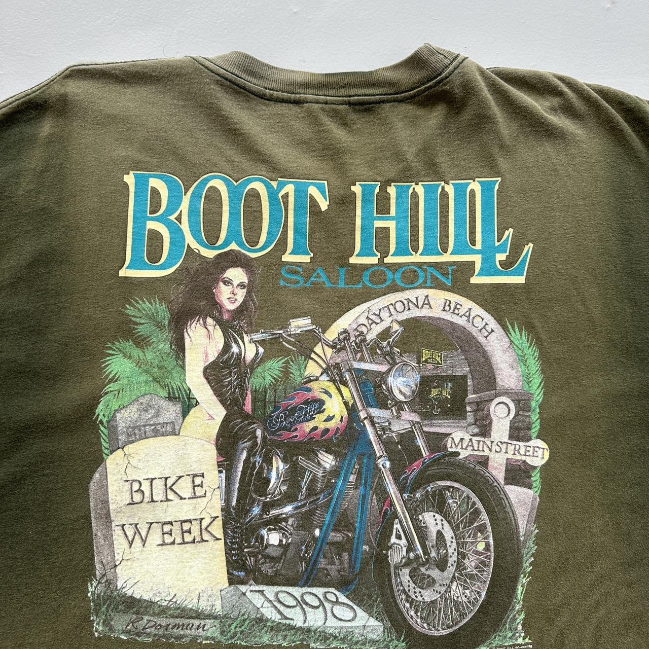 Green Faded Boots Hill Saloon Biker Vintage 90's Graphic T-shirt - XL