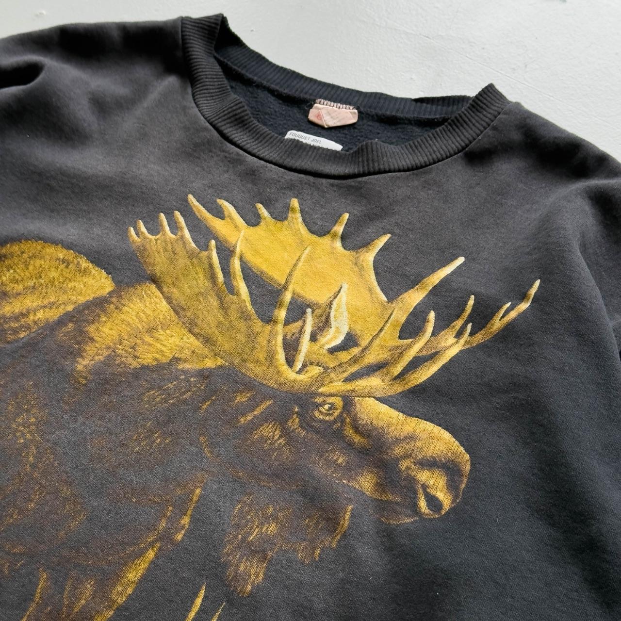 Faded Black Moose 90s Vintage Graphic Sweatshirt - XXL