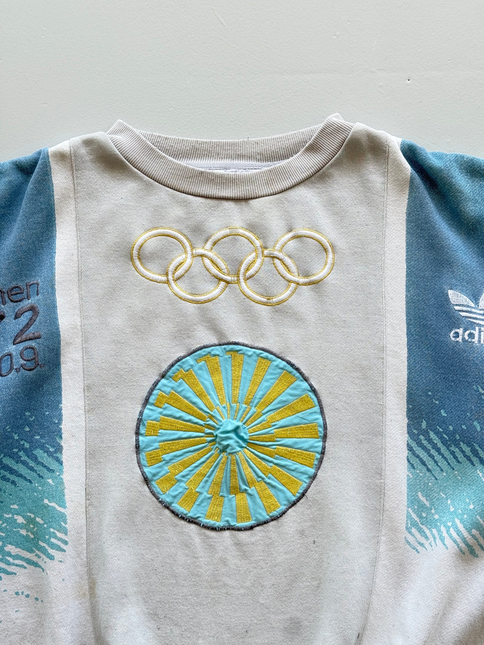 White Adidas 70's Vintage Munich Olympics Graphic Sweatshirt Jumper - Medium