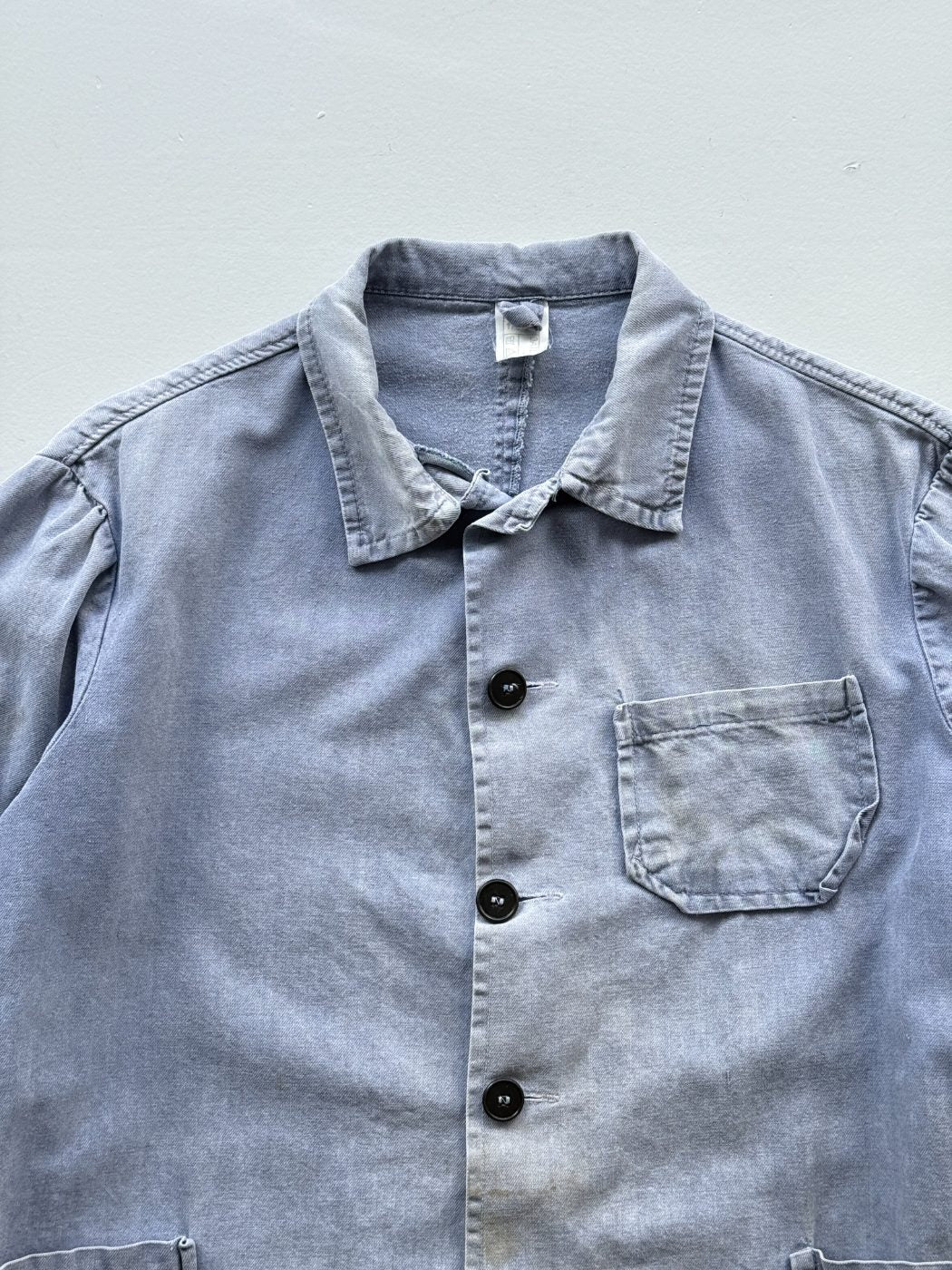 French Chore Vintage Faded Blue Cotton Work Jacket CH236 - Small