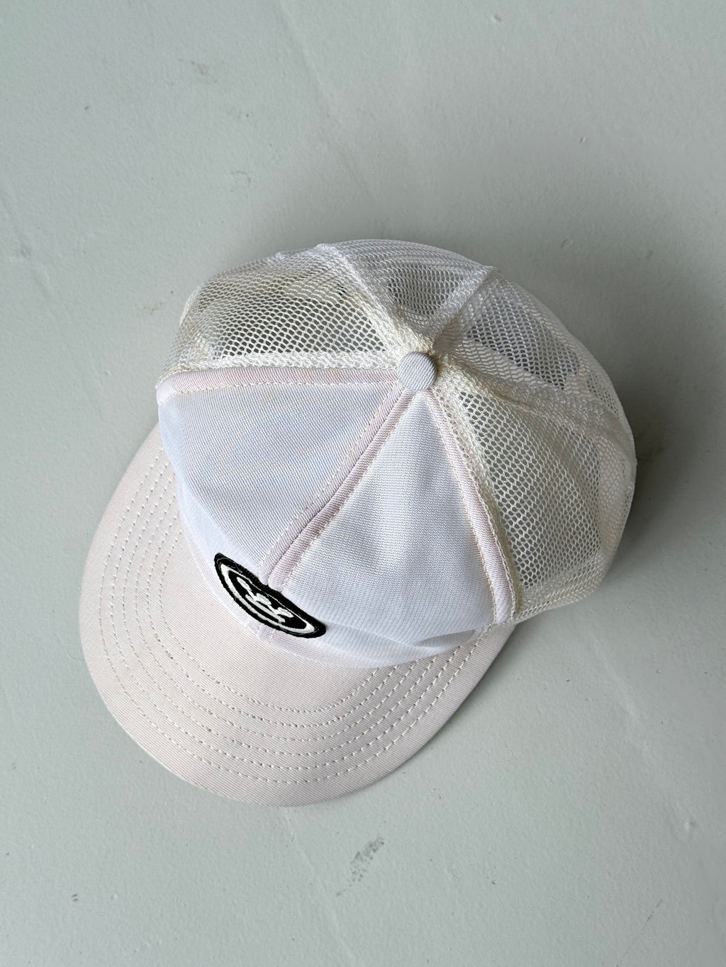 White W Graphic Vintage Canvas and Mesh SnapBack Trucker Cap