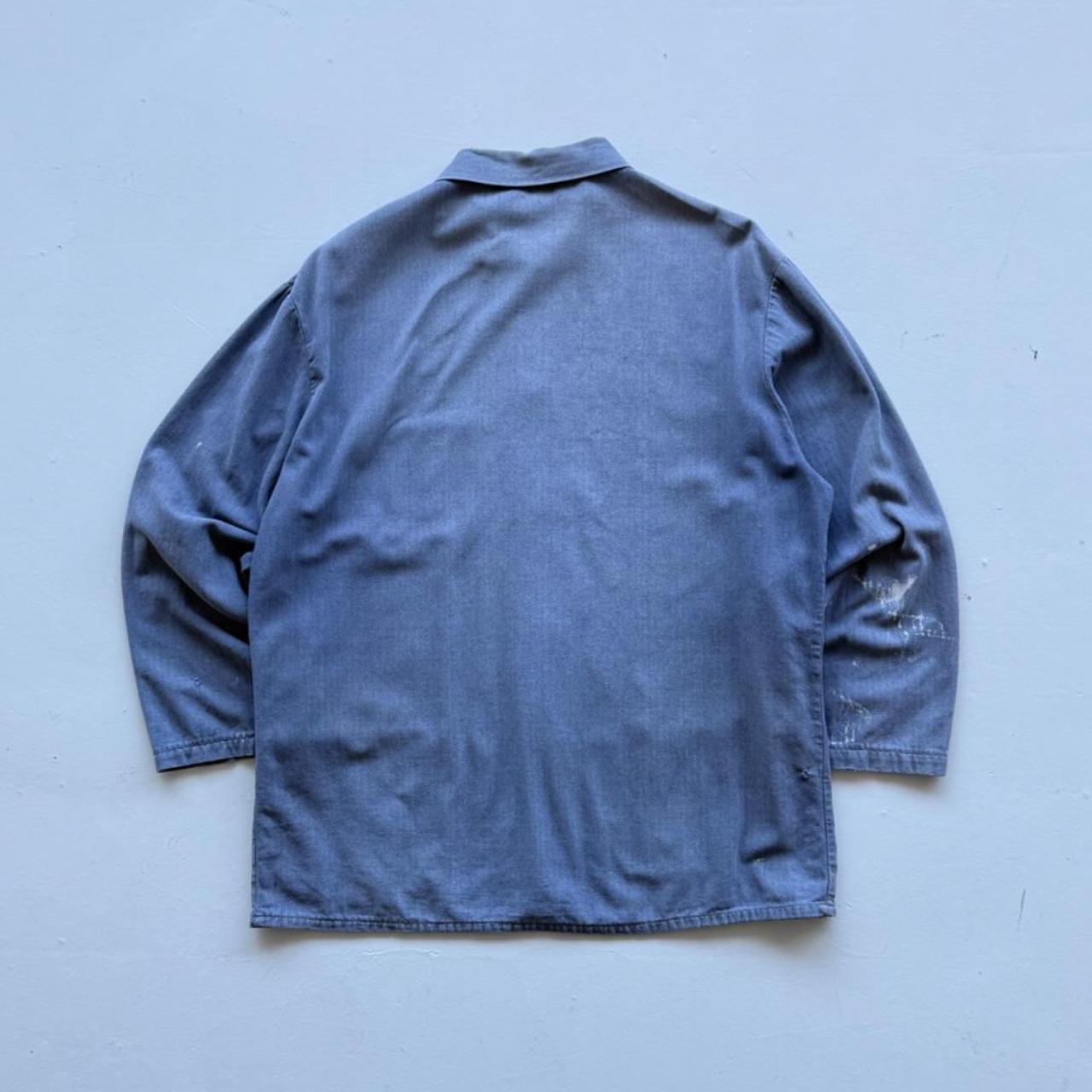 Indigo Blue Faded 70s Vintage Chore Jacket - Medium