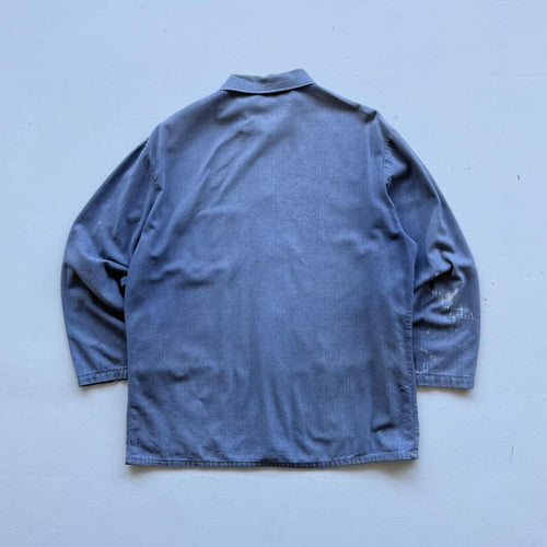 Indigo Blue Faded 70s Vintage Chore Jacket - Medium