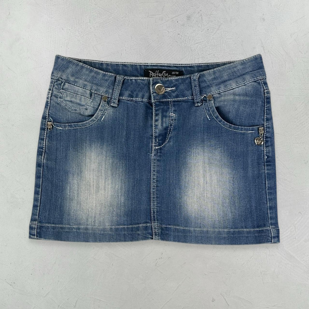 Womens Patty Moon Y2K Denim Mini Skirt - 28” x 12” Small Size 8