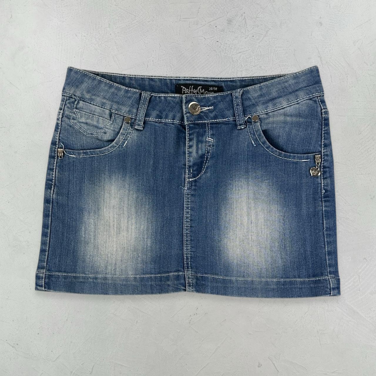 Womens Patty Moon Y2K Denim Mini Skirt - 28” x 12” Small Size 8
