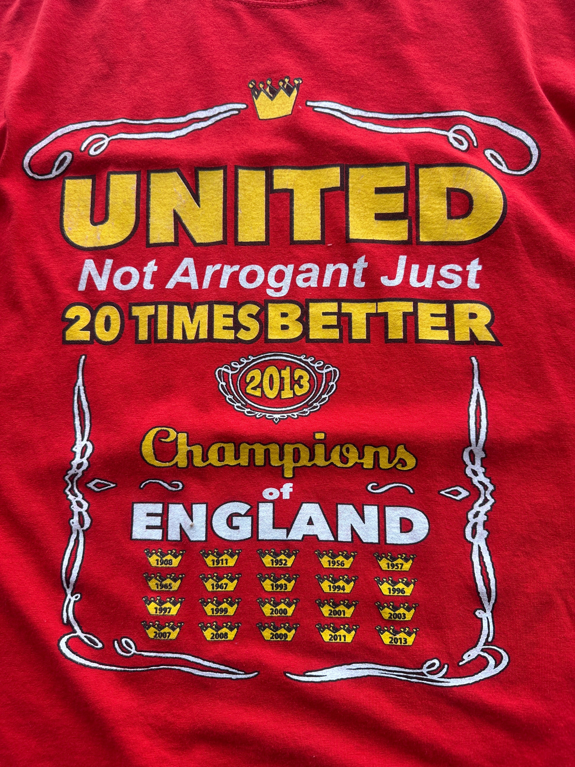 Man United 20 Times Champions 2013 Vintage T-Shirt - XL