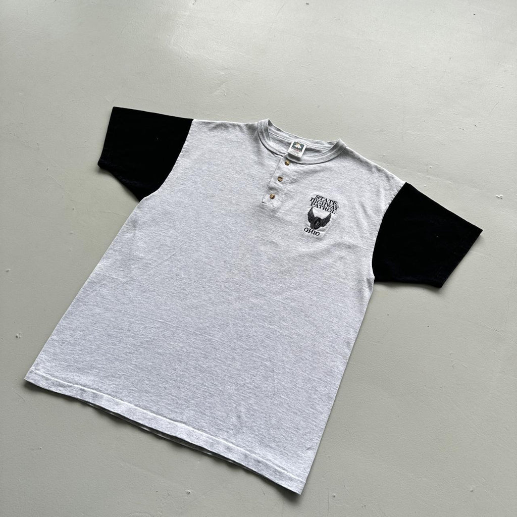 White State Highway Patrol Ohio Henley Button-Up Vintage 90's T-shirt - Large