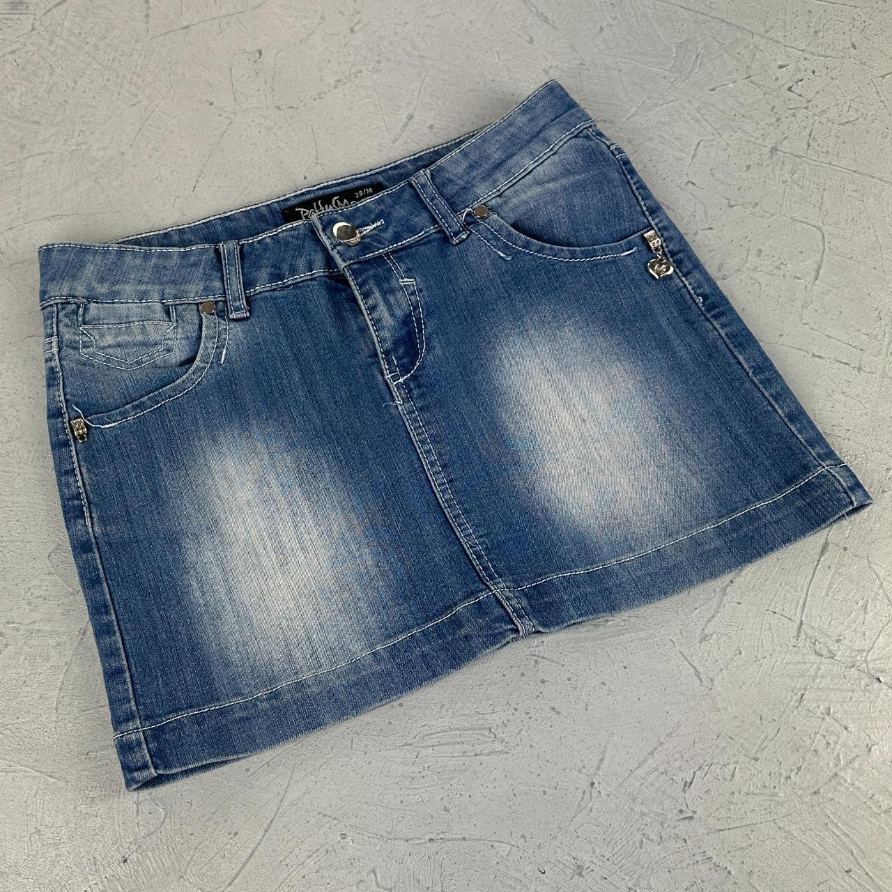 Womens Patty Moon Y2K Denim Mini Skirt - 28” x 12” Small Size 8