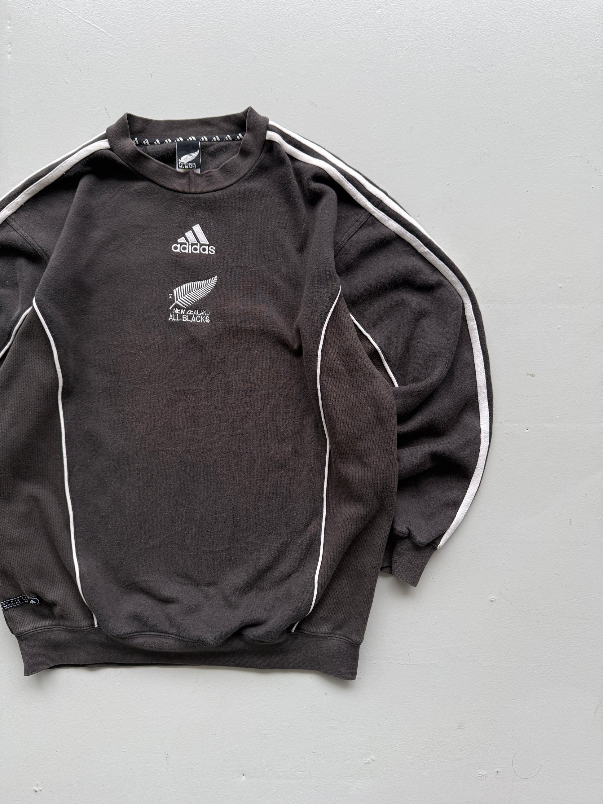 Black New Zealand 1999 Adidas All Blacks Rugby Training Sweatshirt - Medium