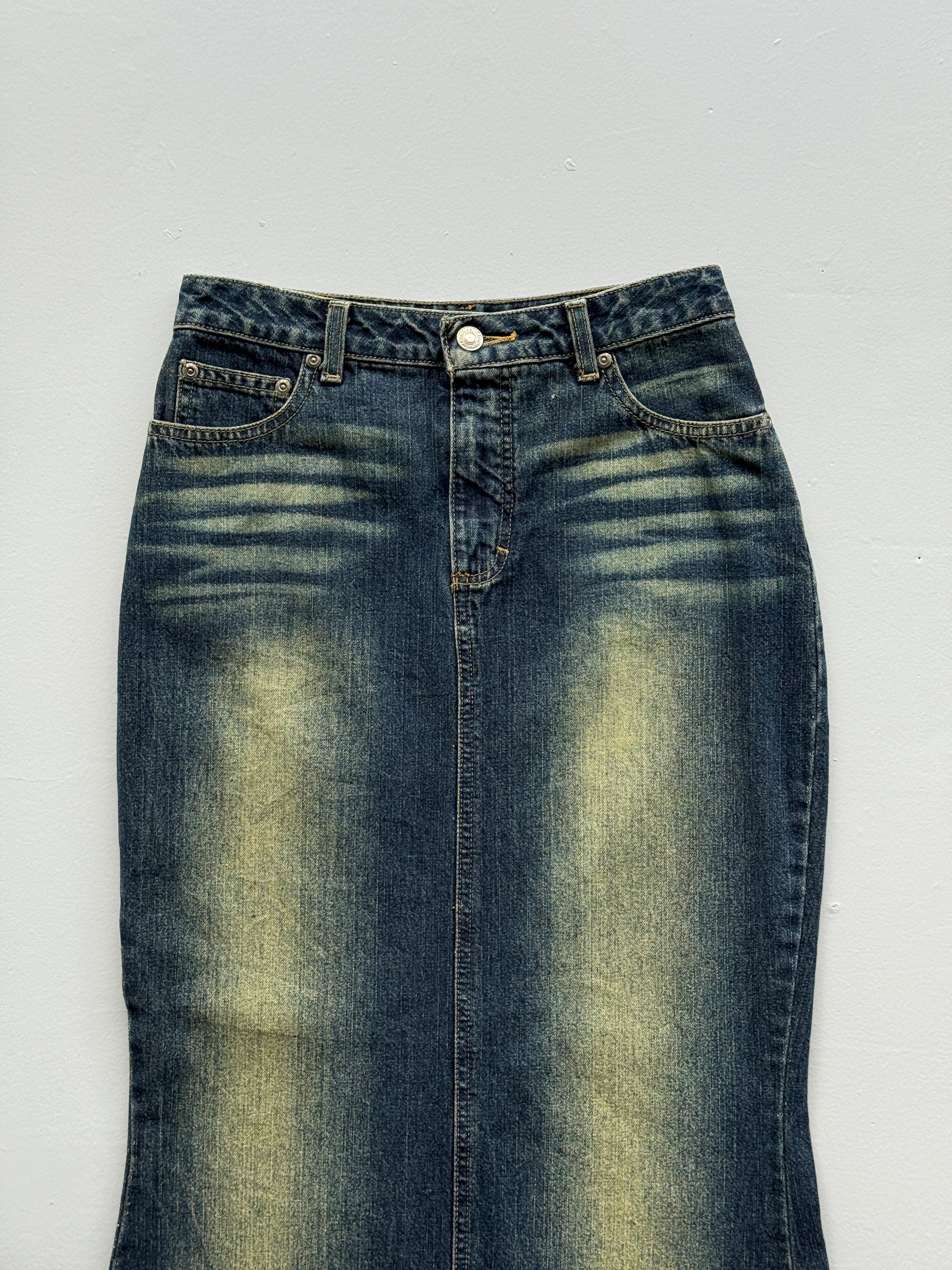 Mid Blue Jeanology 00's Vintage Y2K Faded Maxi Skirt - Size 4