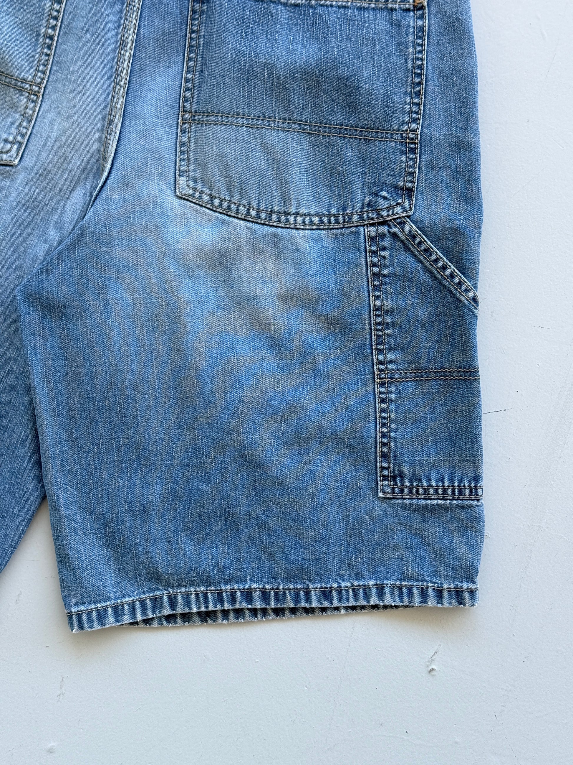Light Blue Old Navy 00's Vintage Y2K Baggy Carpenter Denim Shorts - W34 x L12.5