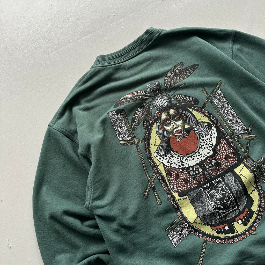 Green Tribal 90’s Vintage Graphic Sweatshirt - Large